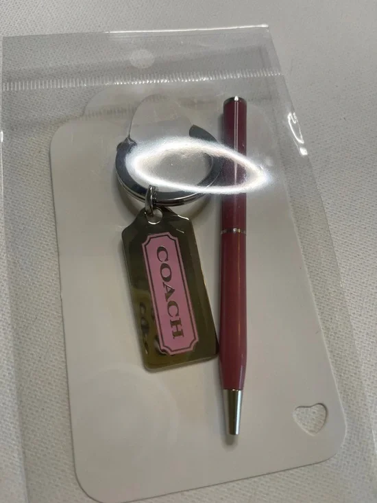 COACH Pink and Silver Key Ring and Coach Pink Pen Set - Picture 5 of 6